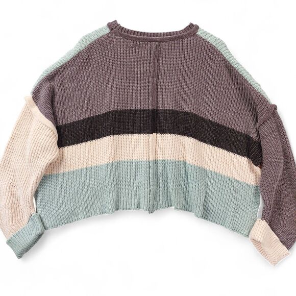 Pol Cropped Sweater Womens Small Colorblock Oversized Boho Modern Comfort - Picture 2 of 8